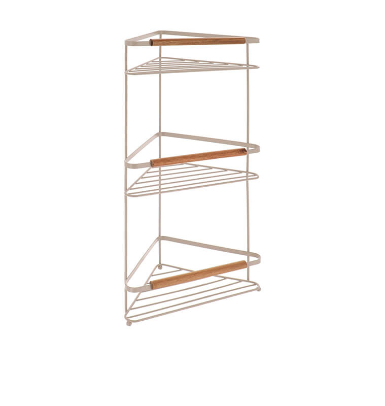 Étagère d’angle 3 niveaux en métal et bois d’acacia beige | Meubles & étagères salle de bain | 13 300 CFA , dakar, Sénégal