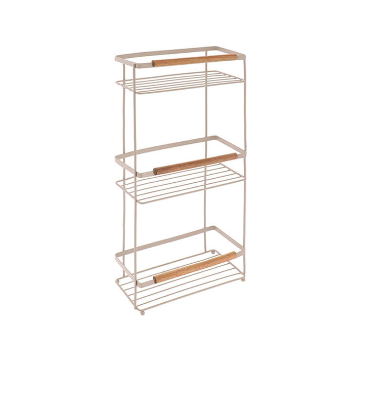 Étagère rectangulaire 3 niveaux en acier beige et bois d’acacia  | Meubles & étagères salle de bain | 13 300 CFA , dakar, Sén...