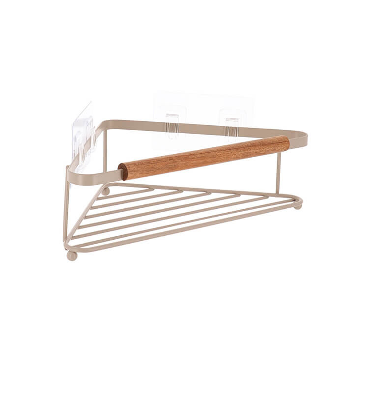 Étagère d’angle salle de bain en métal et acacia beige | Meubles & étagères salle de bain | 4 800 CFA , dakar, Sénégal