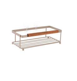 Étagère rectangulaire salle de bain en métal et bois d’acacia beige | Meubles & étagères salle de bain | 4 800 CFA , dakar, S...