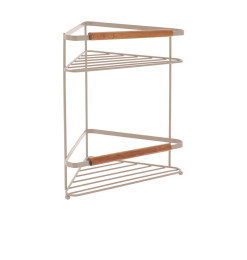 Étagère d’angle salle de bain 2 niveaux en métal et bois d’acacia beige | Meubles & étagères salle de bain | 9 700 CFA , daka...