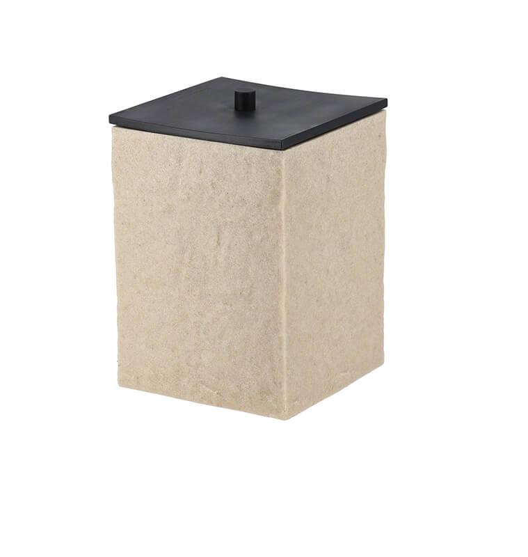 Poubelle carrée en polyrésine effet pierre naturelle et bambou 8 L | Poubelles salle de bain | 17 300 CFA , dakar, Sénégal
