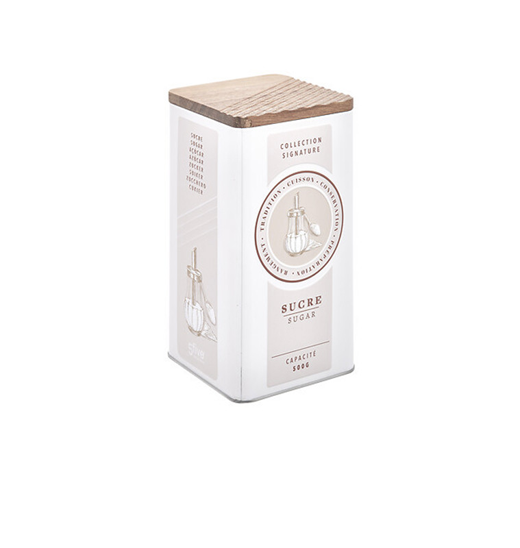 Boîte à sucre en métal et bois d’acacia 1,6 L | Bocaux & bonbonnières | 3 700 CFA , dakar, Sénégal