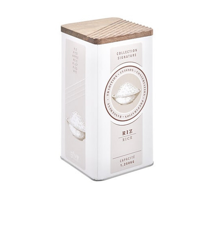 Boîte à riz en métal et bois d’acacia 1,6 L | Bocaux & bonbonnières | 3 700 CFA , dakar, Sénégal