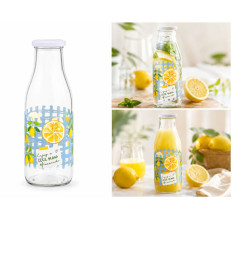 Bouteille en verre 1 L à bouchon à vis décor citrons | Verres & carafes | 2 700 CFA , dakar, Sénégal
