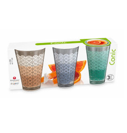 Verre 330 ml décor vagues graphiques - Lot de 3 | Verres & carafes | 4 600 CFA , dakar, Sénégal
