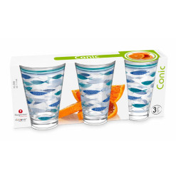 Verre 330 ml décor poissons bleus - Lot de 3 | Verres & carafes | 4 600 CFA , dakar, Sénégal