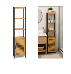 Meuble de salle de bain bambou/MDF noir et naturel, 34 x 28,3 x 172,5 cm | Meubles & étagères salle de bain | 47 500 CFA , da...