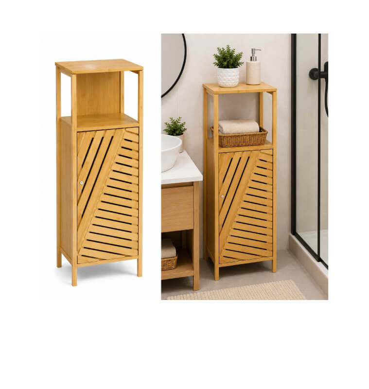 Meuble de salle de bain 1 porte bambou/MDF naturel, 30 x 30 x 101 cm  | Meubles & étagères salle de bain | 40 000 CFA , dakar...