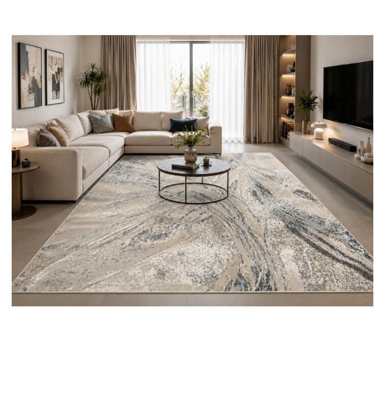 Tapis Castor crème et bleu, 210 x 300 cm en polypropylène | Tapis décoratifs , Dakar, Sénégal