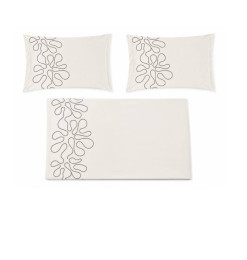 Drap plat 240 x 300 cm + 2 taies en satin de coton blanc brodé 300 fils | Linge de lit , Dakar, Sénégal