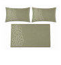 Drap plat 240 x 300 cm + 2 taies en satin de coton vert brodé 300 fils | Linge de lit , Dakar, Sénégal