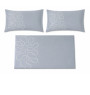 Drap plat 240 x 300 cm + 2 taies en satin de coton bleu brodé 300 fils | Linge de lit , Dakar, Sénégal