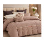 Housse de couette 240 x 260 cm + 2 taies en satin de coton rose clair brodé 300 fils | Linge de lit , Dakar, Sénégal