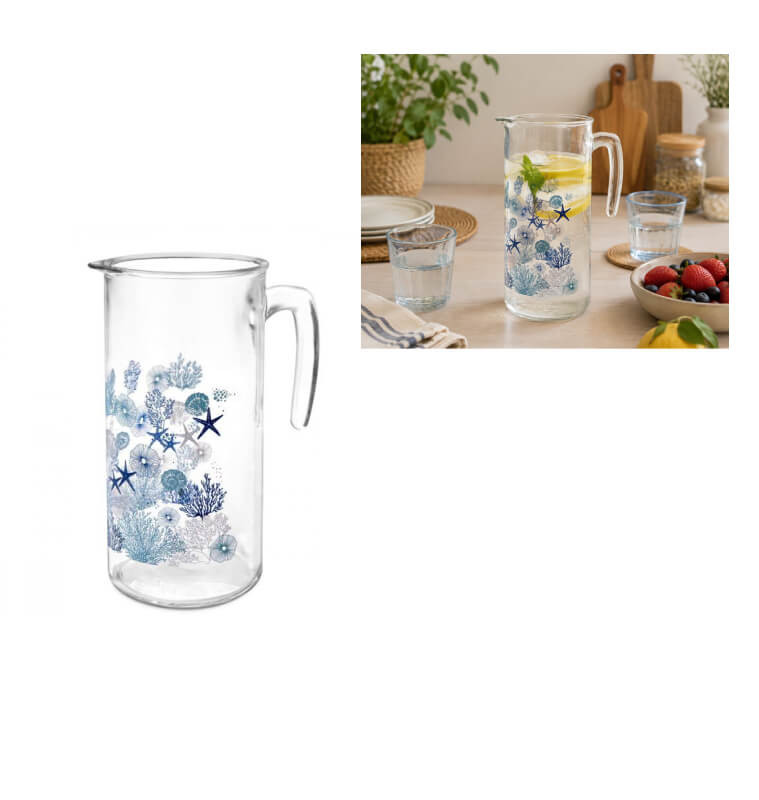 Carafe en verre 1,1 L décor corail et étoiles de mer | Verres & carafes | 4 300 CFA , dakar, Sénégal