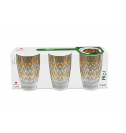Verre 310 ml décor chevrons dorés - Lot de 3 | Verres & carafes | 5 200 CFA , dakar, Sénégal