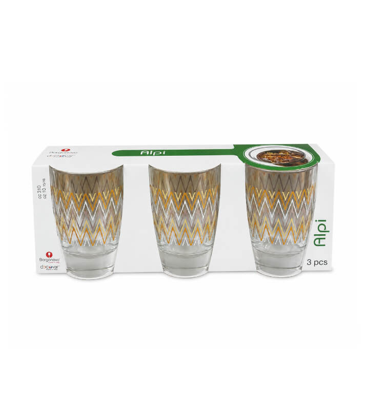 Verre 310 ml décor chevrons dorés - Lot de 3 | Verres & carafes | 5 200 CFA , dakar, Sénégal