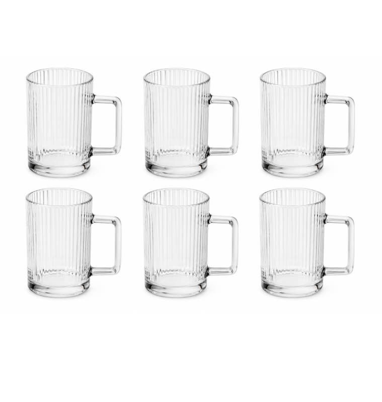 Mug en verre transparent strié 334 ml - Lot de 6 | Tasses & mugs | 4 500 CFA , dakar, Sénégal