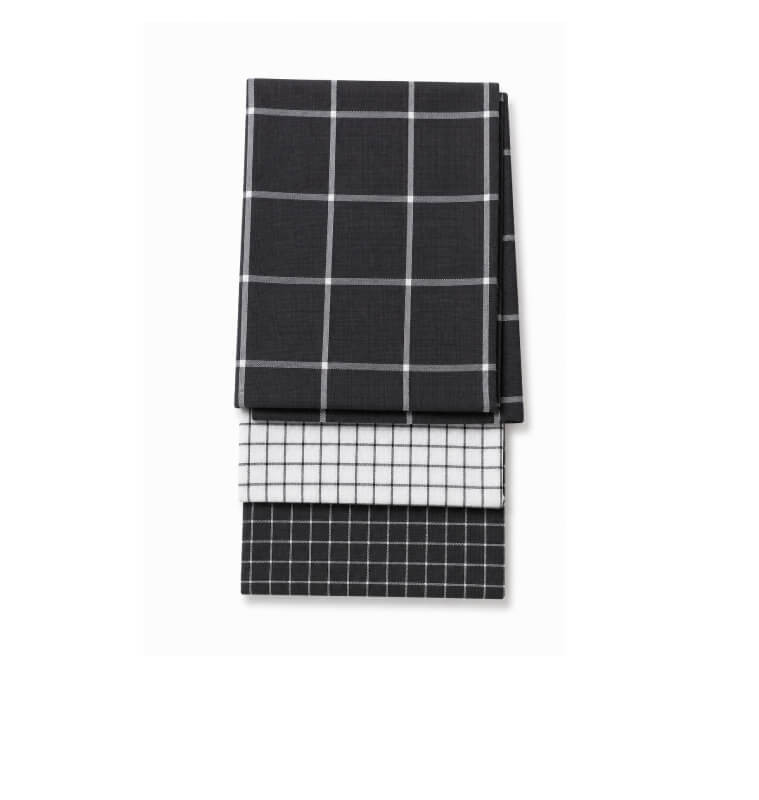 Torchons de cuisine gris à carreaux 50 x 70 cm en coton, Lot de 3 | Torchons, gants, tabliers, maniques | 3 900 CFA , dakar, ...