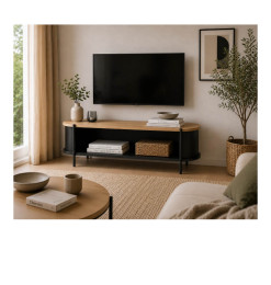 Meuble TV ovale bois clair et métal - 110x44x41 cm | 85 000 CFA | à Dakar