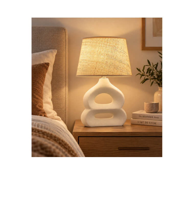 Lampe de chevet sculpturale en céramique crème, H53 cm | Lampes de table, lampes de chevet , Dakar, Sénégal