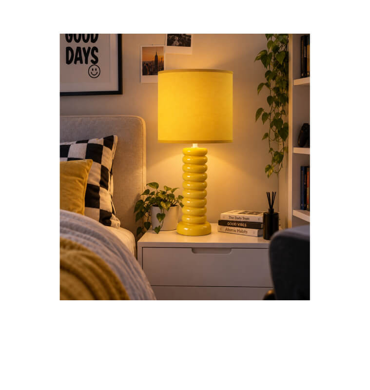 Lampe de chevet en céramique jaune, H44,5 cm | Lampes de table, lampes de chevet , Dakar, Sénégal