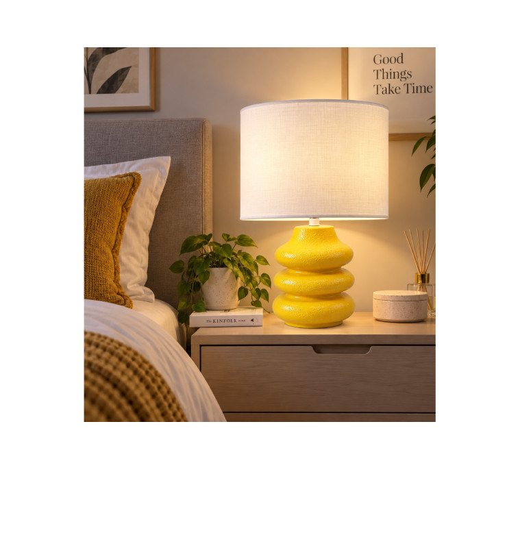 Lampe de chevet en céramique jaune, H41,5 cm | Lampes de table, lampes de chevet , Dakar, Sénégal