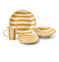 Coffret vaisselle 16 Pcs en grès jaune à rayures | Assiettes & coffrets d'assiettes | 18 000 CFA , dakar, Sénégal