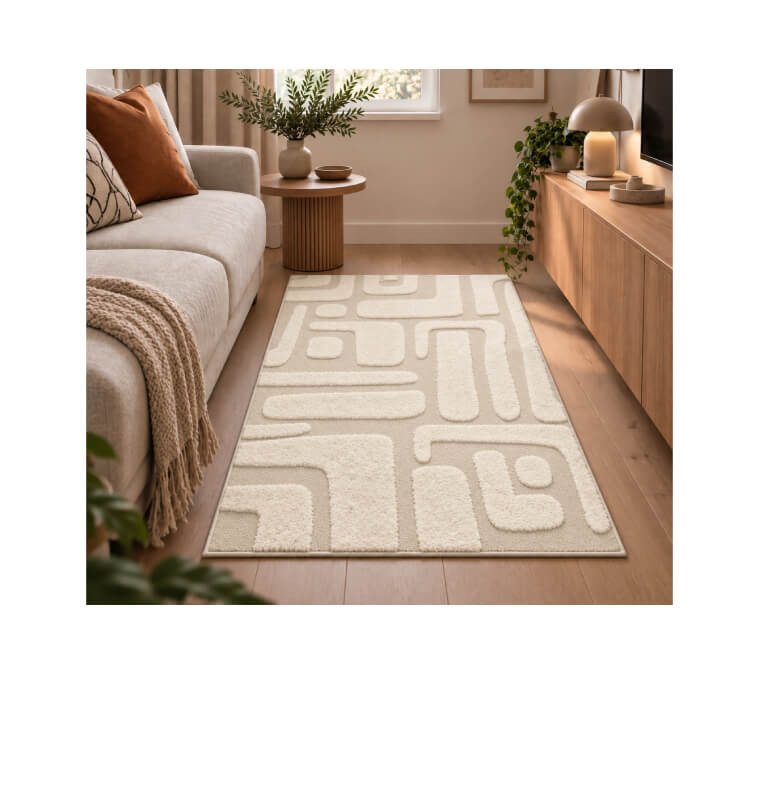 Tapis à motifs géométriques blanc et gris, 80 x 120 cm | Tapis décoratifs , Dakar, Sénégal
