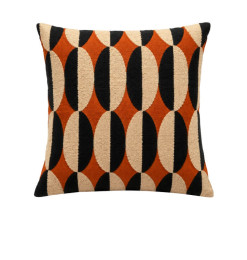 Coussin déco en velours brodé terracotta, beige et noir, 50 x 50 cm | Coussins déco , Dakar, Sénégal