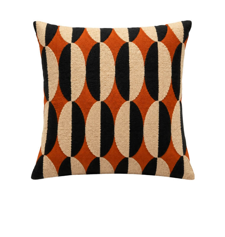 Coussin déco en velours brodé terracotta, beige et noir, 50 x 50 cm | Coussins déco , Dakar, Sénégal