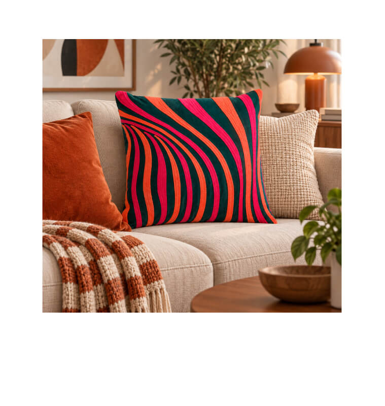 Coussin déco en velours brodé rose et saumon, 50 x 50 cm | Coussins déco , Dakar, Sénégal