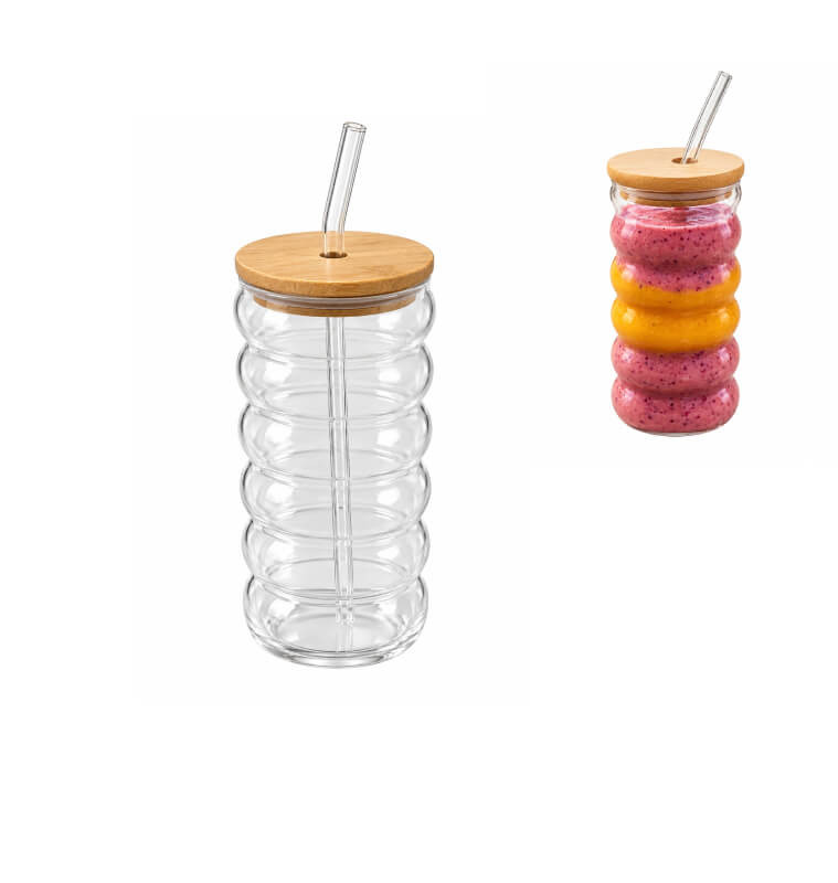 Mug en verre 350 ml avec couvercle en bambou et paille | Distributeurs de boissons & mugs avec paille | 1 500 CFA , dakar, Sé...