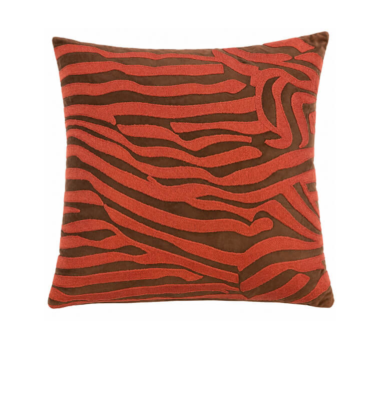Coussin déco en velours brodé orange et marron, 50 x 50 cm | Coussins déco , Dakar, Sénégal