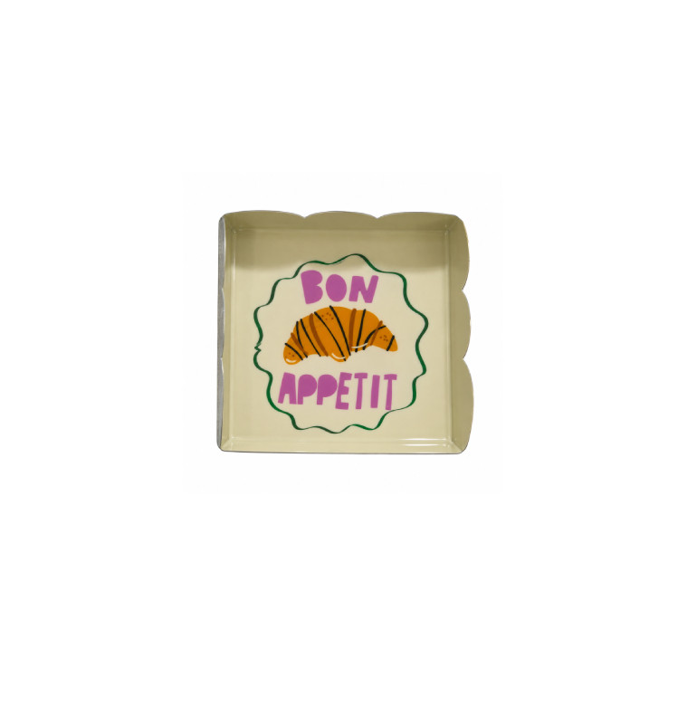 Mini plateau vide-poche Bon Appétit en métal beige, 12 x 12 x 3 cm | Déco divers , Dakar, Sénégal