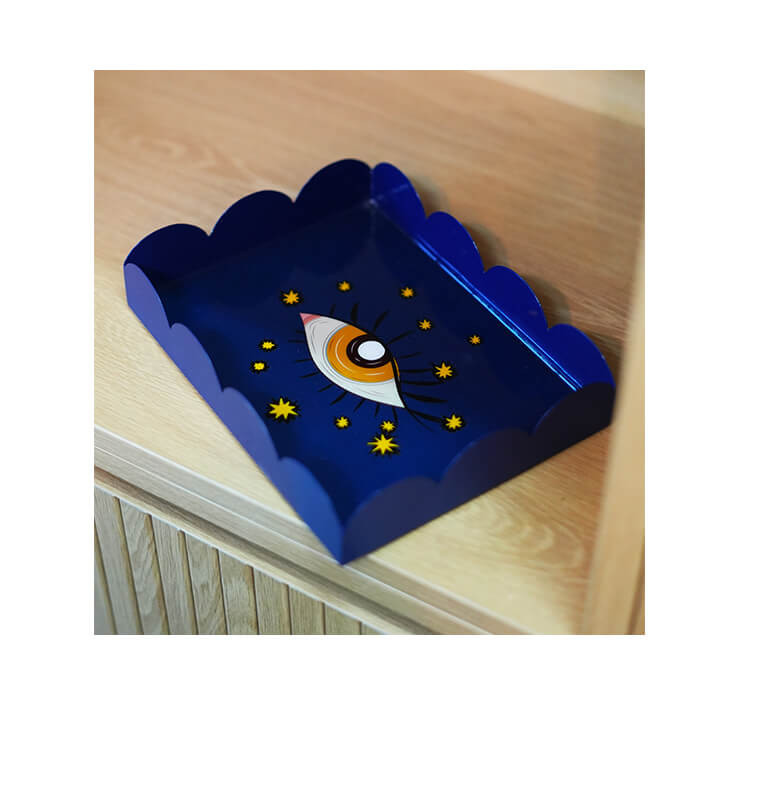Mini plateau vide-poche oeil mystique en métal bleu, 20 x 15 x 3 cm | Déco divers , Dakar, Sénégal