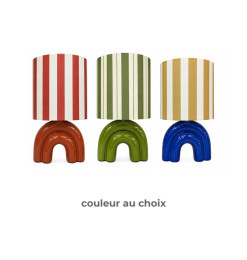Lampe de chevet en céramique verte avec abat-jour rayé | Lampes de table, lampes de chevet , Dakar, Sénégal