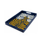 Plateau de service en métal décor floral jaune, crème et bleu, 45 x 31 x 4 cm | Plateaux | 25 000 CFA , dakar, Sénégal