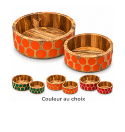 Saladier en bois de manguier avec décor coloré - Lot de 2 | Bols, saladiers & coupelles | 35 000 CFA , dakar, Sénégal