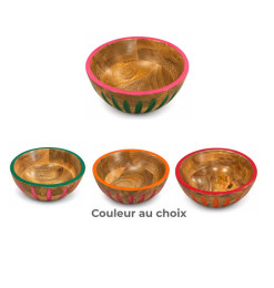 Bol en bois de manguier avec bordure colorée, 18 x 7,5 cm | Bols, saladiers & coupelles | 7 000 CFA , dakar, Sénégal
