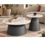 Table basse ronde en céramique effet marbre blanc et métal gris - Lot de 2 | 76 000 CFA | à Dakar