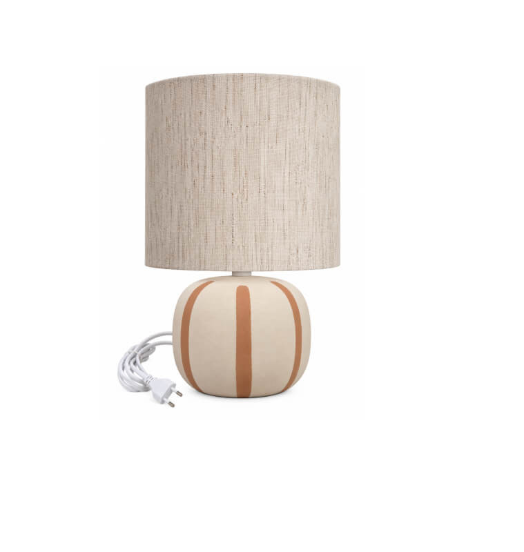 Lampe de table en céramique crème avec abat-jour en lin | Lampes de table, lampes de chevet , Dakar, Sénégal