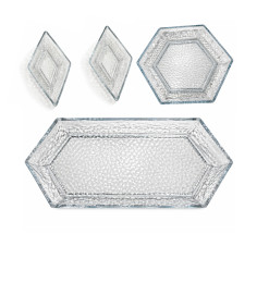 Plat apéritif en verre transparent martelé - Lot de 4 | Aperos, tapas & minis | 5 300 CFA , dakar, Sénégal