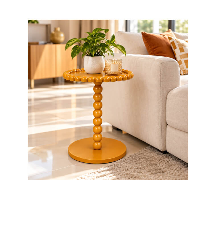 Table d’appoint ronde en MDF jaune moutarde, D37,5 x 43 cm | Poufs, tabourets & tables , Dakar, Sénégal