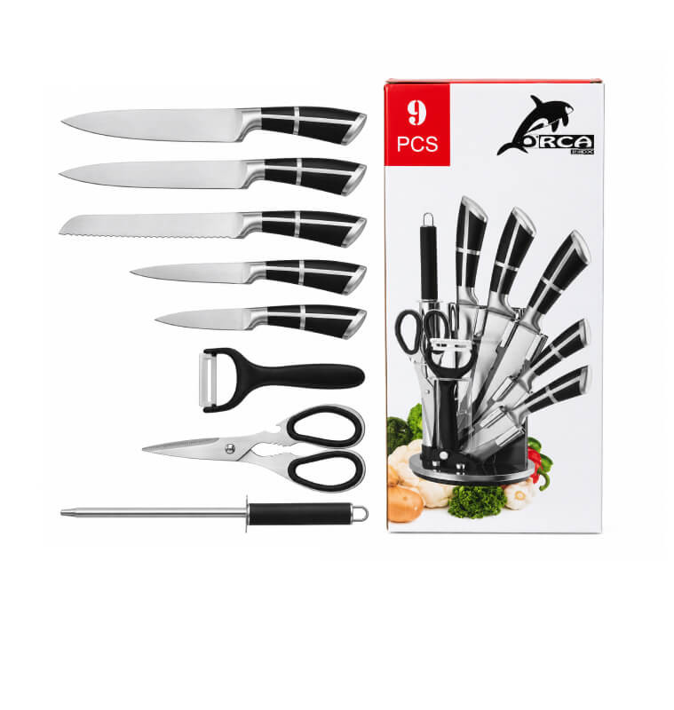 Bloc de couteaux 9 pièces avec manches en inox noir | Ustensiles de cuisine | 19 200 CFA , dakar, Sénégal