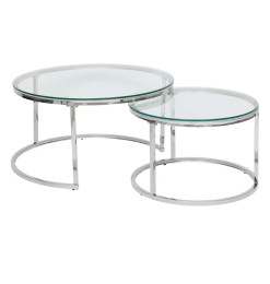 Tables basses gigognes Kneo en verre trempé et inox argenté - lot de 2 | 134 500 CFA | à Dakar