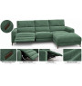 Canapé d'angle en tissu vert émeraude avec 1 place électrique, 269 x 164 x 99 cm | 998 000 CFA | à Dakar