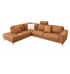 Canapé d'angle en cuir et PVC marron, 264 x 207 x 80 cm | 1 465 000 CFA | à Dakar
