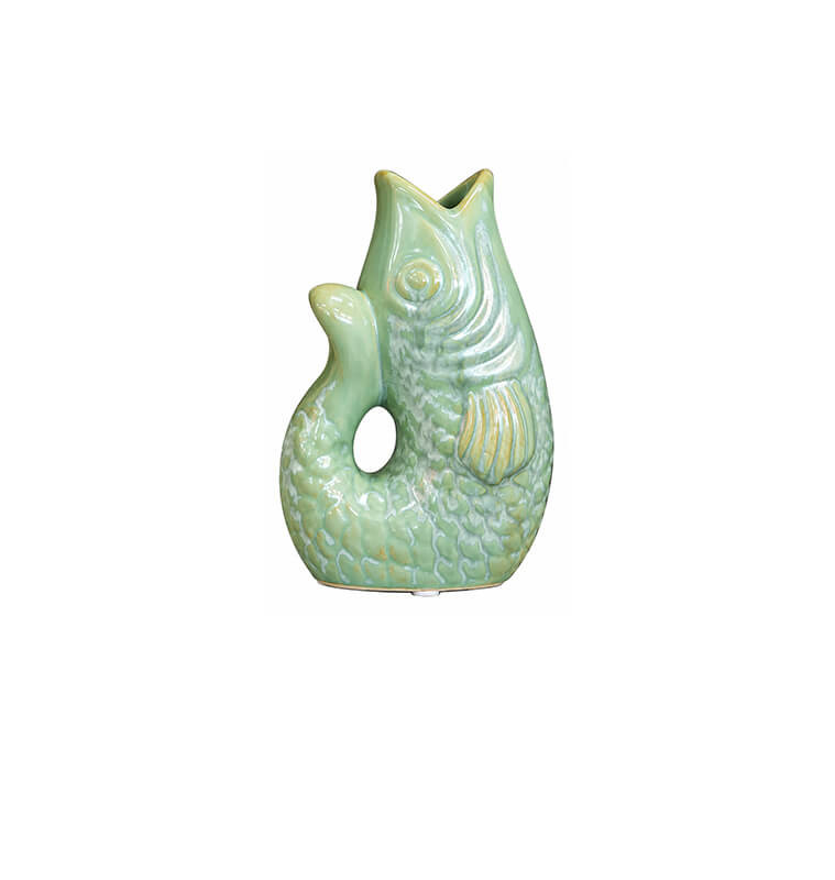 Vase déco poisson en céramique vert brillant, 13 x 9 x 20 cm | Vases déco , Dakar, Sénégal