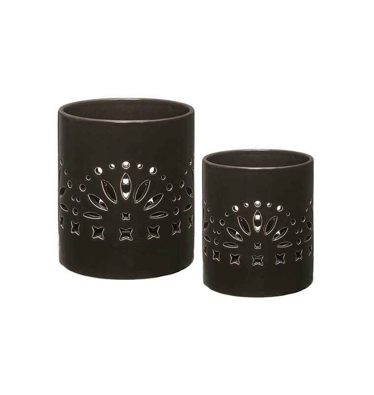 Pot A Plantes Safari En Ceramique Noir Lot De 2